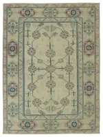 Anadolu Eskitme Bej Pamuk Üzerine Yün El Dokuma Halı-172x236