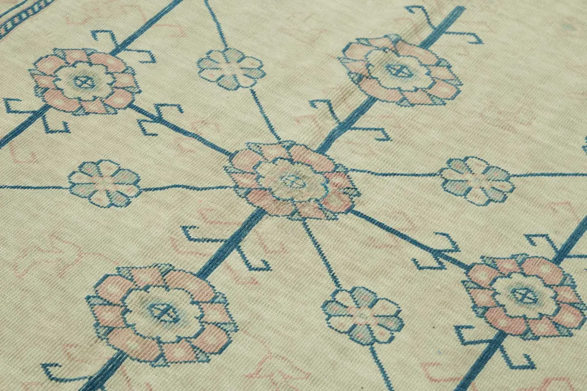 Anadolu Eskitme Bej Pamuk Üzerine Yün El Dokuma Halı-172x236 - Görsel 5