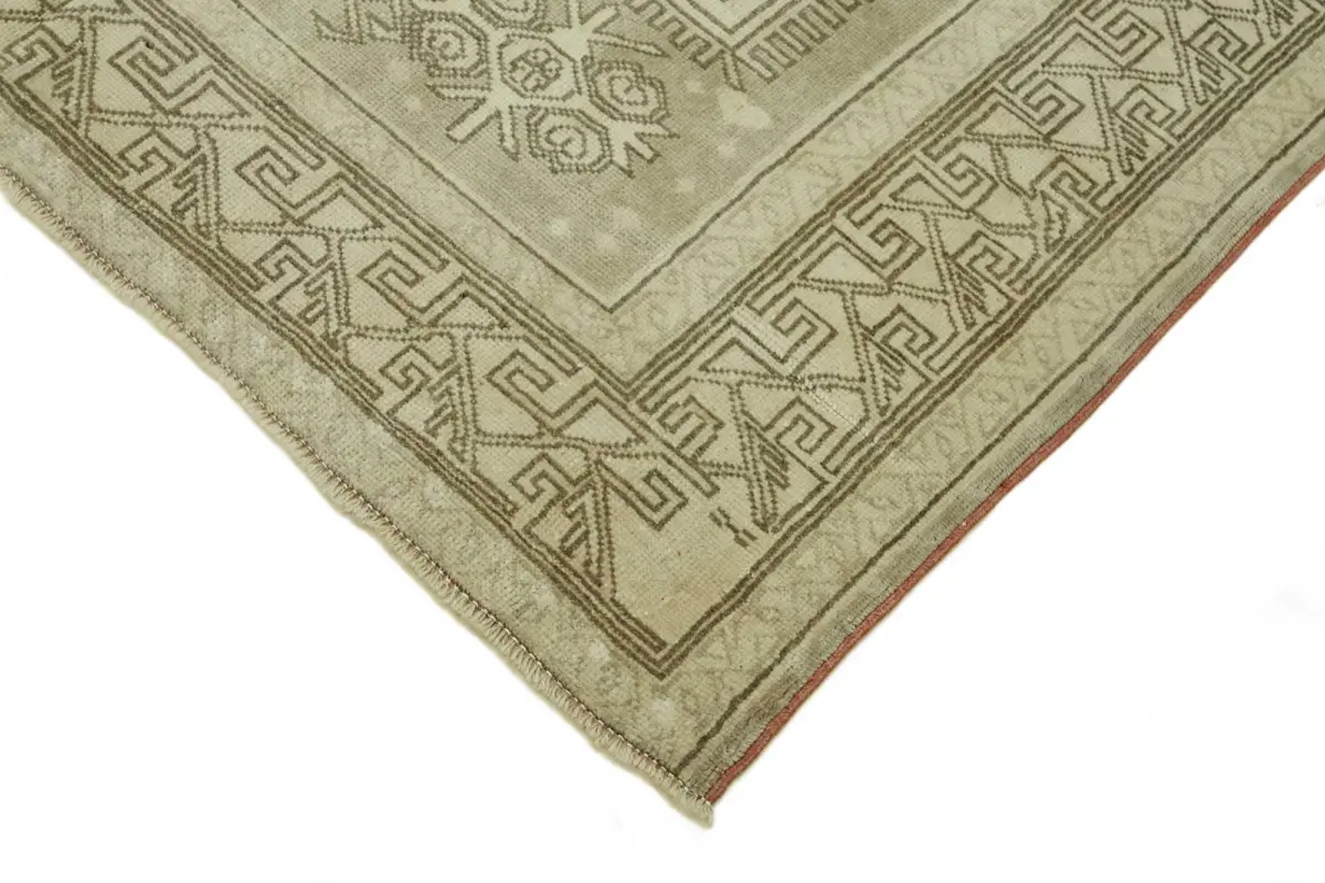 Anadolu Eskitme Bej Pamuk Üzerine Yün El Dokuma Halı-158x212 - Görsel 4