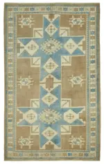 Anadolu Eskitme Bej Pamuk Üzerine Yün El Dokuma Halı-160x267