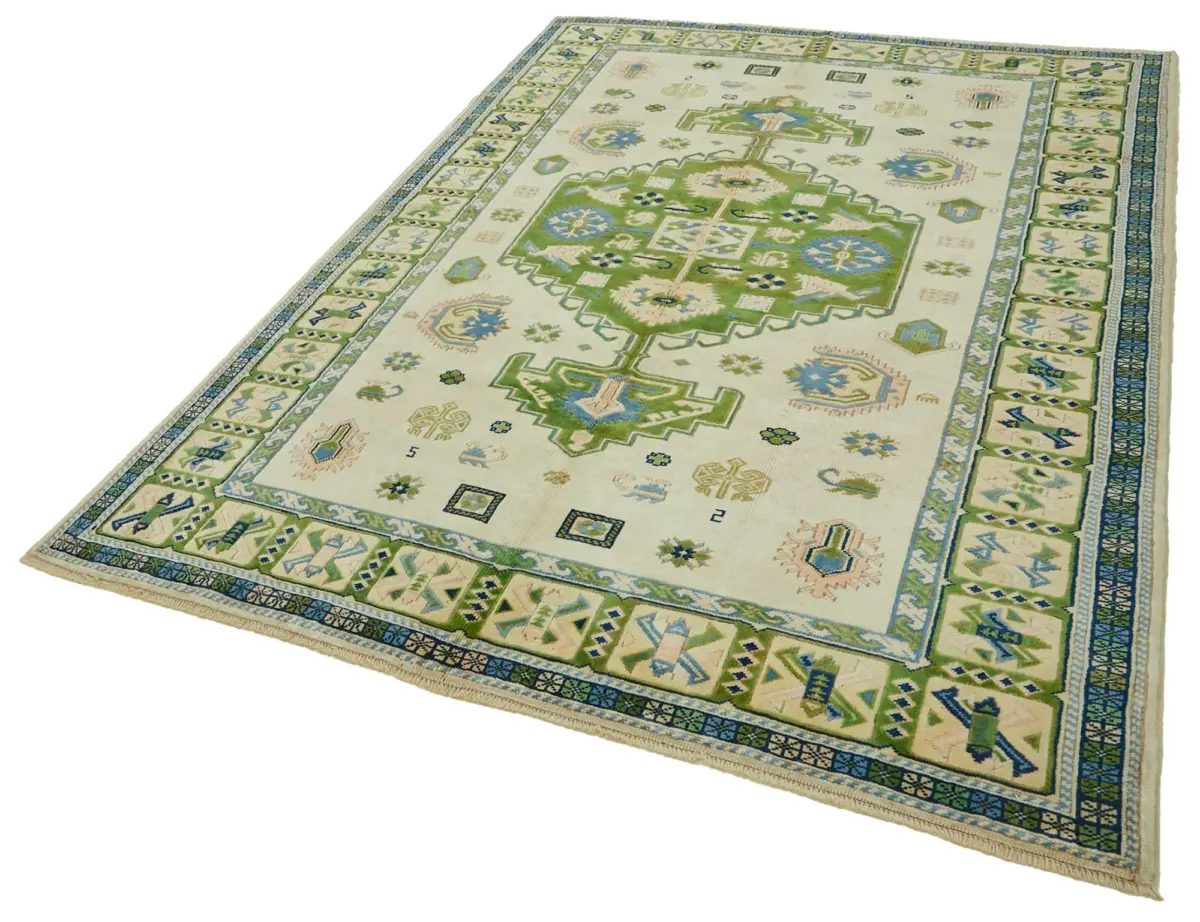 Anadolu Eskitme Bej Pamuk Üzerine Yün El Dokuma Halı-209x281 - Görsel 3