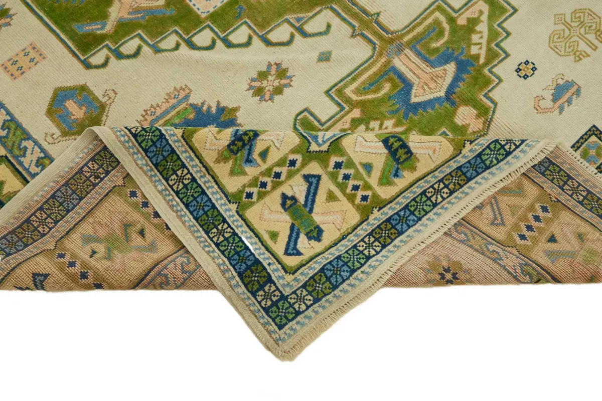 Anadolu Eskitme Bej Pamuk Üzerine Yün El Dokuma Halı-209x281 - Görsel 6