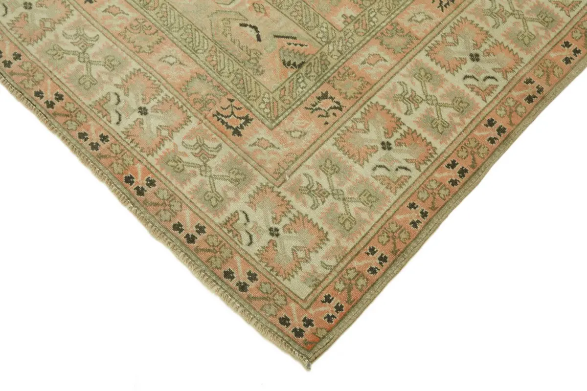 Anadolu Eskitme Bej Pamuk Üzerine Yün El Dokuma Halı-180x258 - Görsel 4