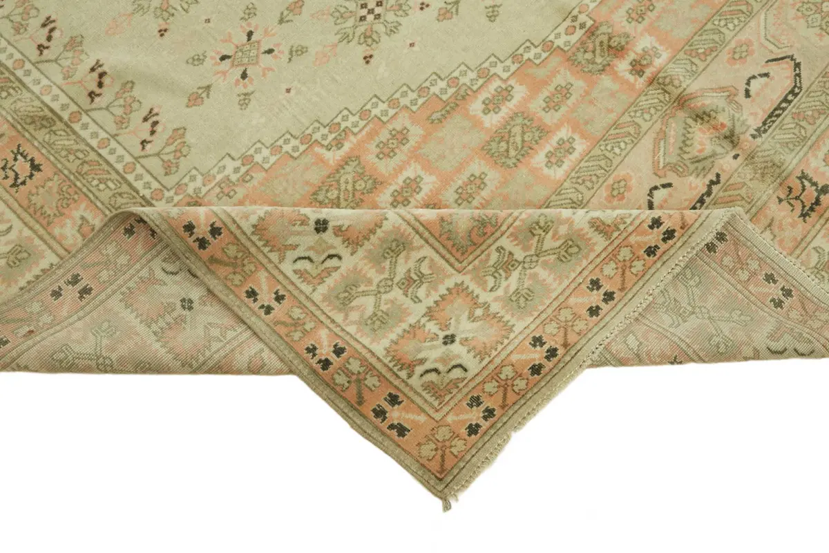 Anadolu Eskitme Bej Pamuk Üzerine Yün El Dokuma Halı-180x258 - Görsel 6