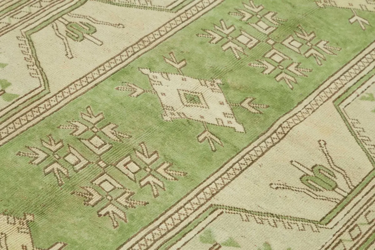 Anadolu Eskitme Bej Pamuk Üzerine Yün El Dokuma Halı-205x288 - Görsel 5