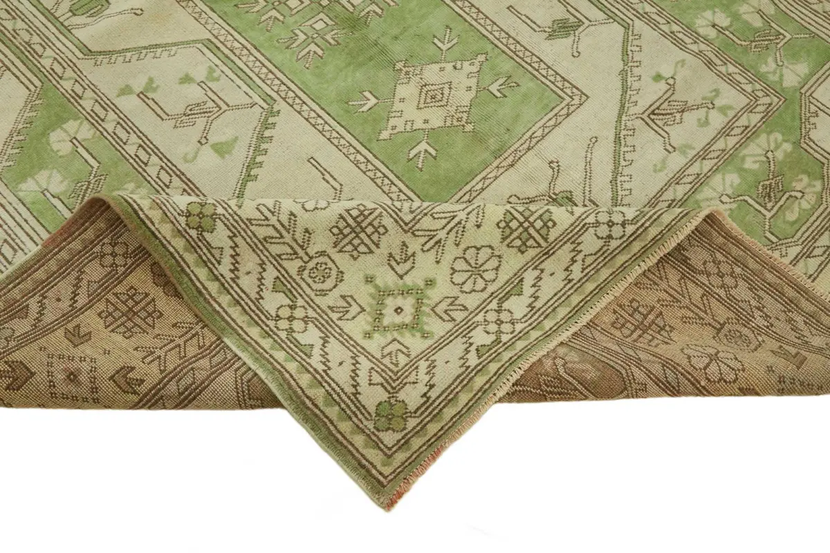 Anadolu Eskitme Bej Pamuk Üzerine Yün El Dokuma Halı-205x288 - Görsel 6