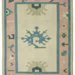 Anadolu Eskitme Bej Pamuk Üzerine Yün El Dokuma Halı-234x307