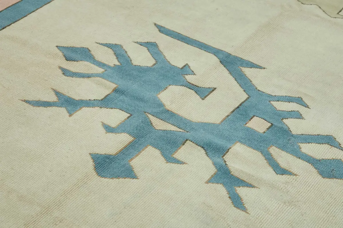 Anadolu Eskitme Bej Pamuk Üzerine Yün El Dokuma Halı-234x307 - Görsel 5