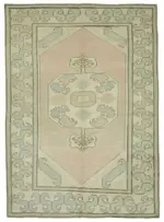 Anadolu Eskitme Bej Pamuk Üzerine Yün El Dokuma Halı-191x266