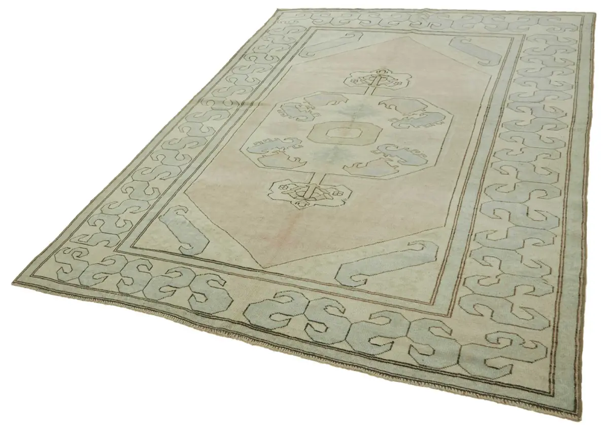 Anadolu Eskitme Bej Pamuk Üzerine Yün El Dokuma Halı-191x266 - Görsel 3