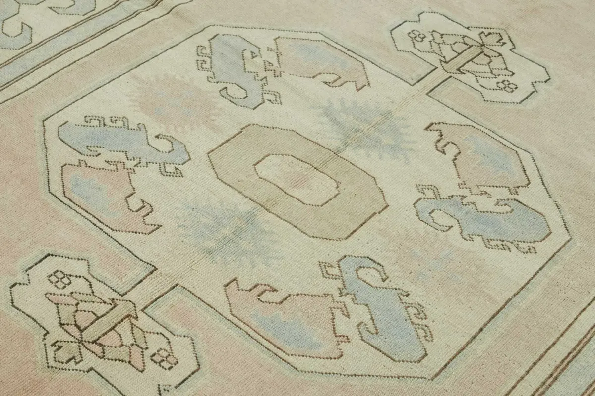 Anadolu Eskitme Bej Pamuk Üzerine Yün El Dokuma Halı-191x266 - Görsel 5