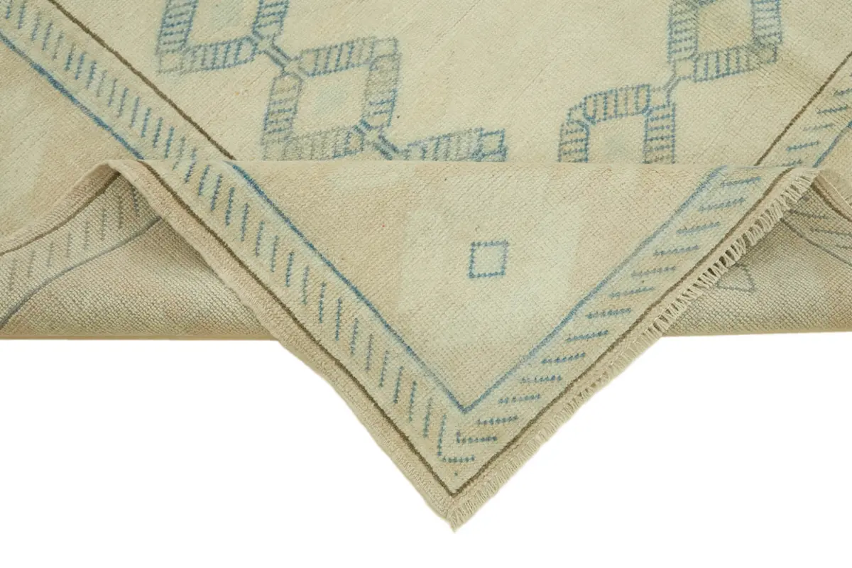 Anadolu Eskitme Bej Pamuk Üzerine Yün El Dokuma Halı-185x248 - Görsel 6