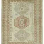 Anadolu Eskitme Bej Pamuk Üzerine Yün El Dokuma Halı-174x233