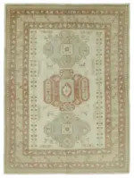 Anadolu Eskitme Bej Pamuk Üzerine Yün El Dokuma Halı-174x233