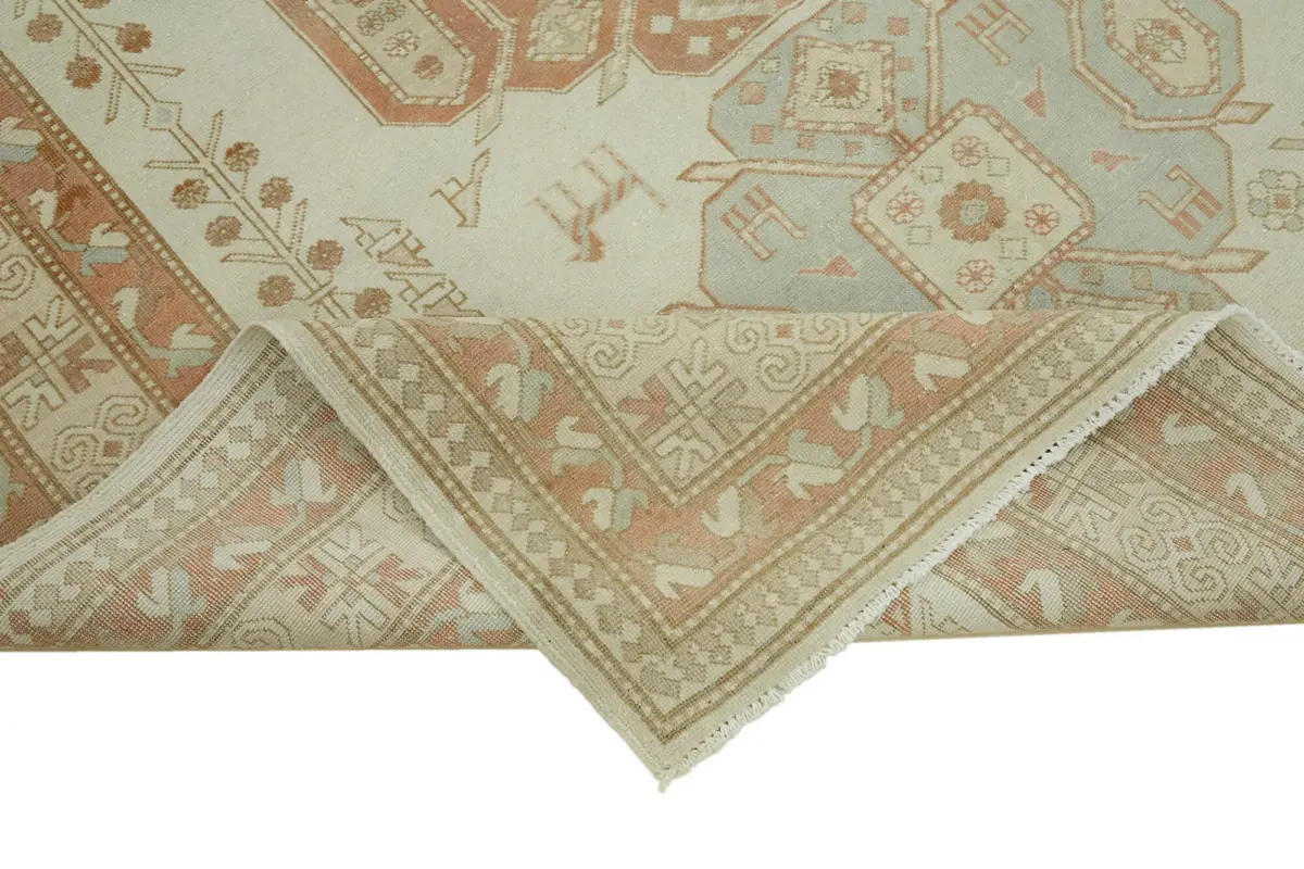 Anadolu Eskitme Bej Pamuk Üzerine Yün El Dokuma Halı-174x233 - Görsel 6