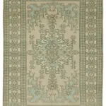 Anadolu Eskitme Bej Pamuk Üzerine Yün El Dokuma Halı-201x290