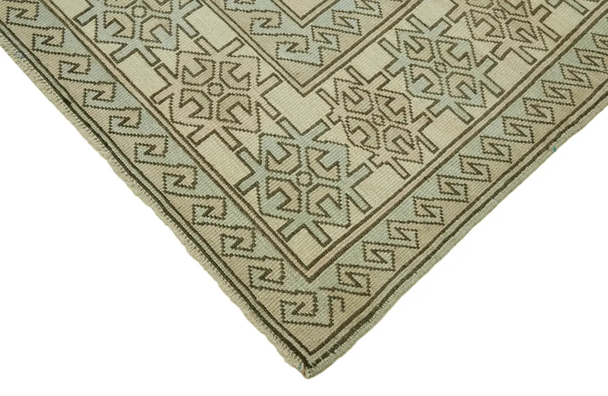 Anadolu Eskitme Bej Pamuk Üzerine Yün El Dokuma Halı-201x290 - Görsel 4