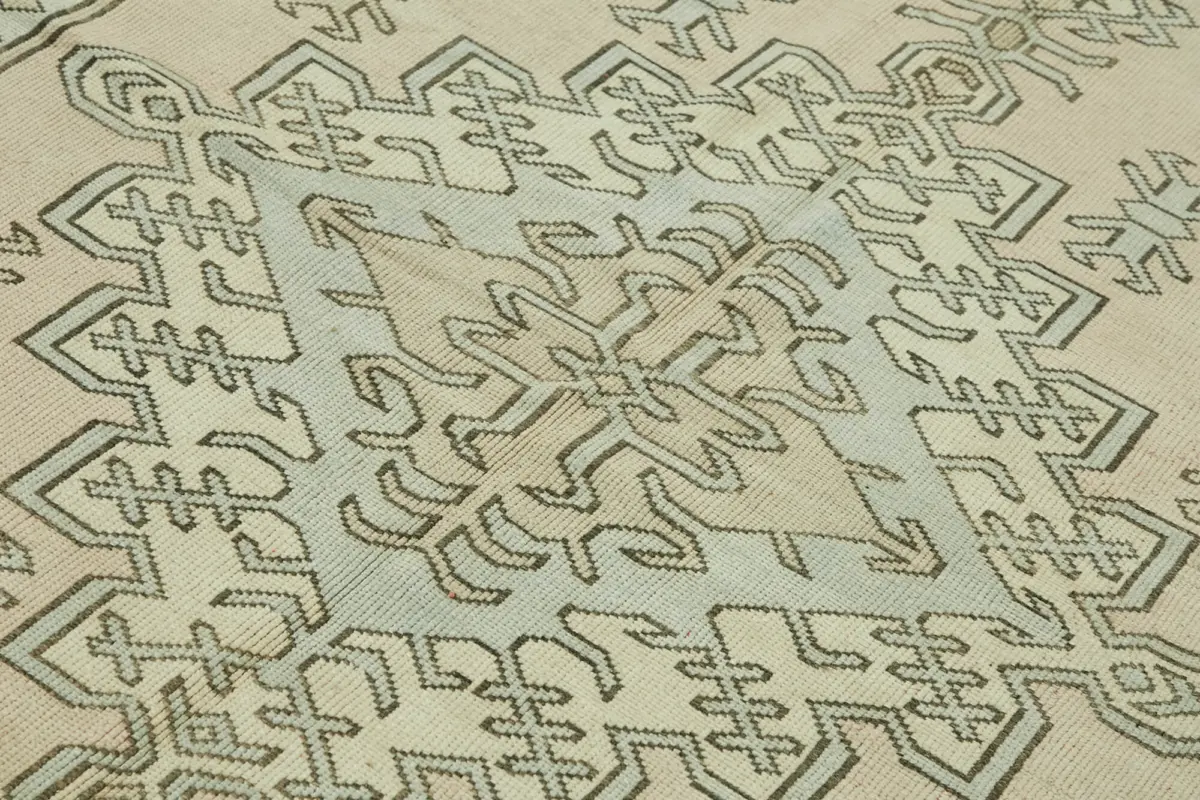 Anadolu Eskitme Bej Pamuk Üzerine Yün El Dokuma Halı-201x290 - Görsel 5