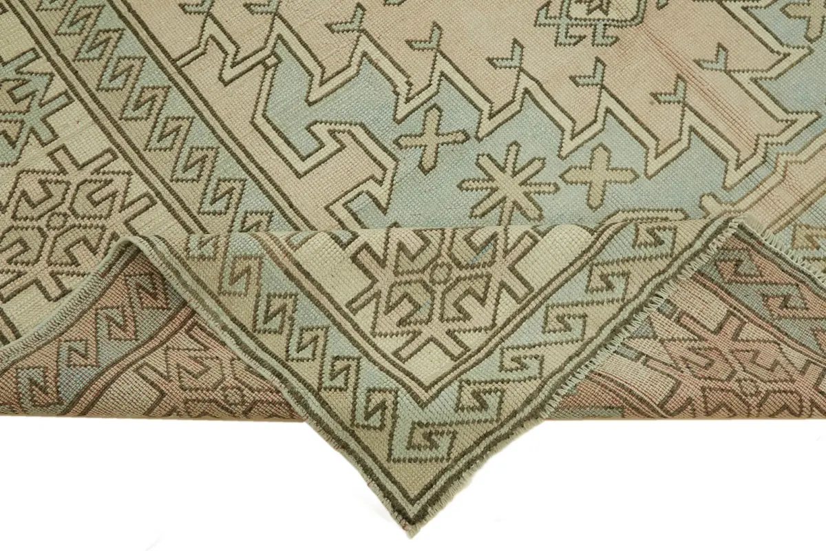 Anadolu Eskitme Bej Pamuk Üzerine Yün El Dokuma Halı-201x290 - Görsel 6