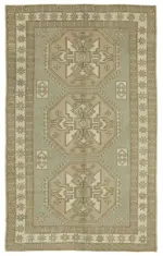 Anadolu Eskitme Bej Pamuk Üzerine Yün El Dokuma Halı-179x283