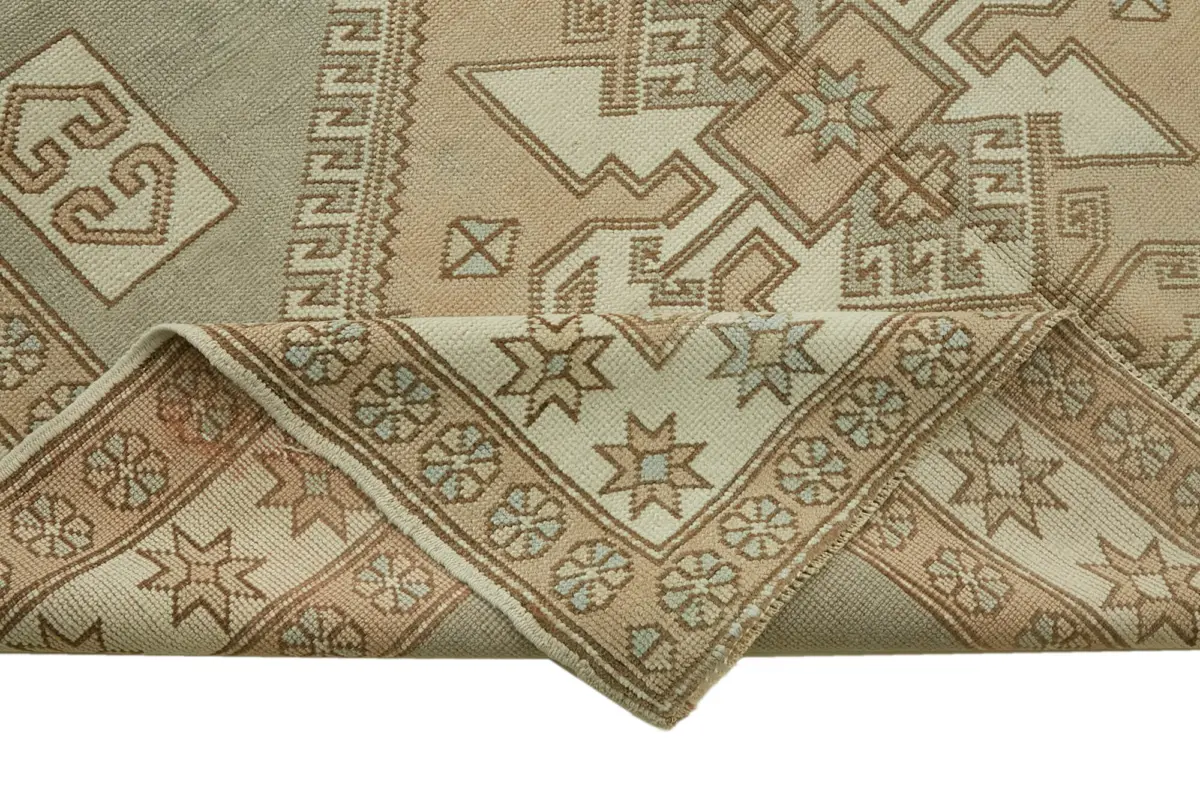 Anadolu Eskitme Bej Pamuk Üzerine Yün El Dokuma Halı-179x283 - Görsel 6