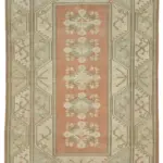 Anadolu Eskitme Bej Pamuk Üzerine Yün El Dokuma Halı-198x295