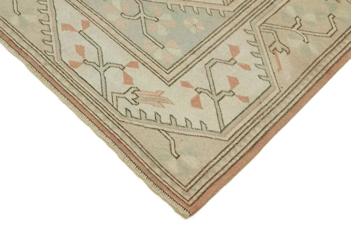 Anadolu Eskitme Bej Pamuk Üzerine Yün El Dokuma Halı-198x295 - Görsel 4