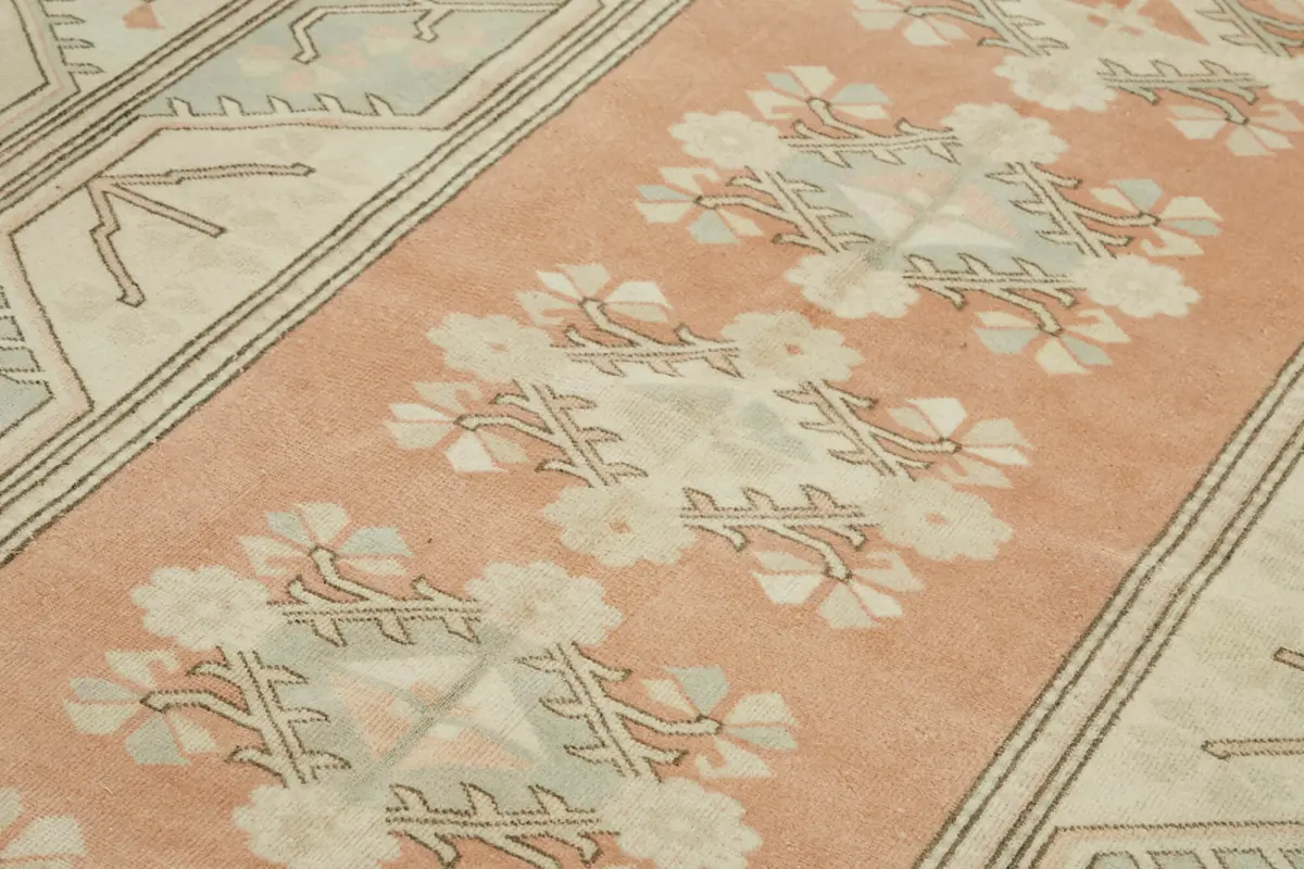 Anadolu Eskitme Bej Pamuk Üzerine Yün El Dokuma Halı-198x295 - Görsel 5