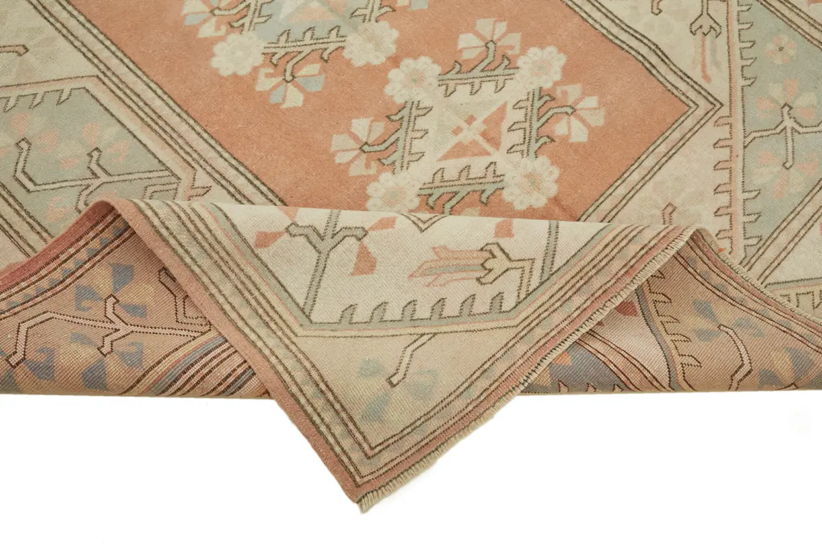 Anadolu Eskitme Bej Pamuk Üzerine Yün El Dokuma Halı-198x295 - Görsel 6