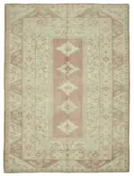 Anadolu Eskitme Bej Pamuk Üzerine Yün El Dokuma Halı-211x282