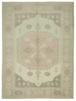 Anadolu Eskitme Bej Pamuk Üzerine Yün El Dokuma Halı-221x300