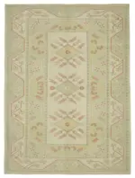 Anadolu Eskitme Bej Pamuk Üzerine Yün El Dokuma Halı-196x270