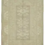 Anadolu Eskitme Bej Pamuk Üzerine Yün El Dokuma Halı-153x216