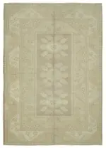 Anadolu Eskitme Bej Pamuk Üzerine Yün El Dokuma Halı-153x216