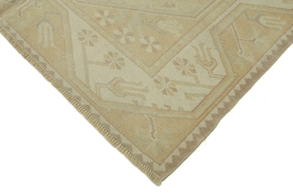 Anadolu Eskitme Bej Pamuk Üzerine Yün El Dokuma Halı-153x216 - Görsel 4