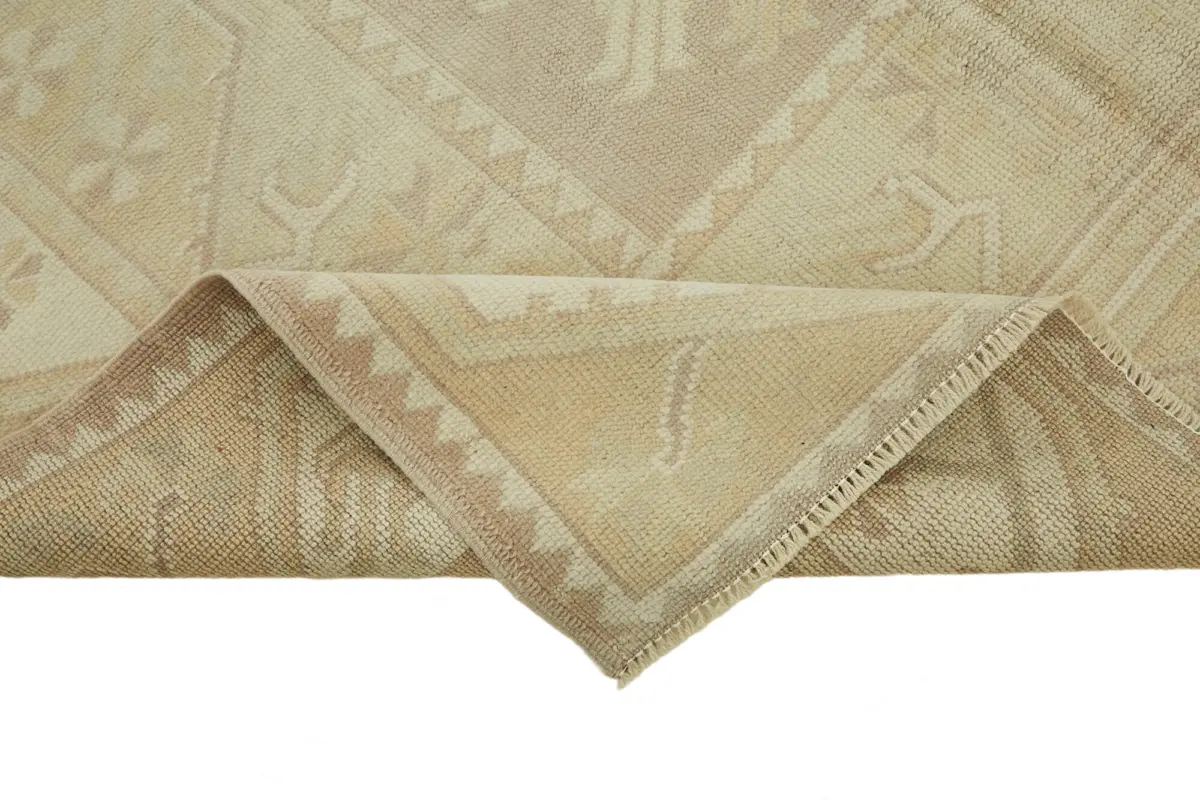 Anadolu Eskitme Bej Pamuk Üzerine Yün El Dokuma Halı-153x216 - Görsel 6