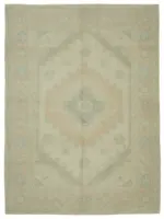 Anadolu Eskitme Bej Pamuk Üzerine Yün El Dokuma Halı-195x266