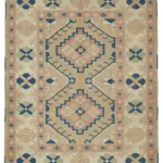 Anadolu Eskitme Bej Pamuk Üzerine Yün El Dokuma Halı-196x250