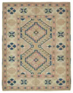 Anadolu Eskitme Bej Pamuk Üzerine Yün El Dokuma Halı-196x250