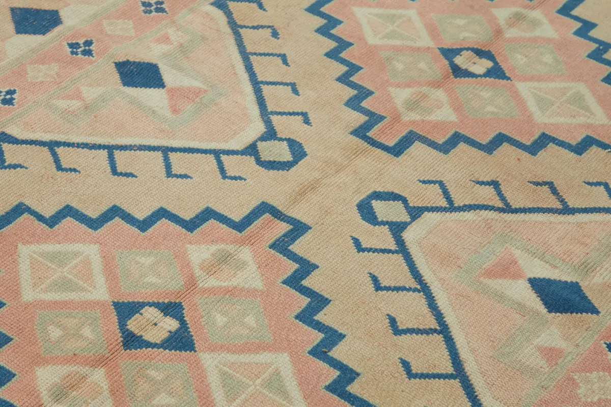 Anadolu Eskitme Bej Pamuk Üzerine Yün El Dokuma Halı-196x250 - Görsel 5