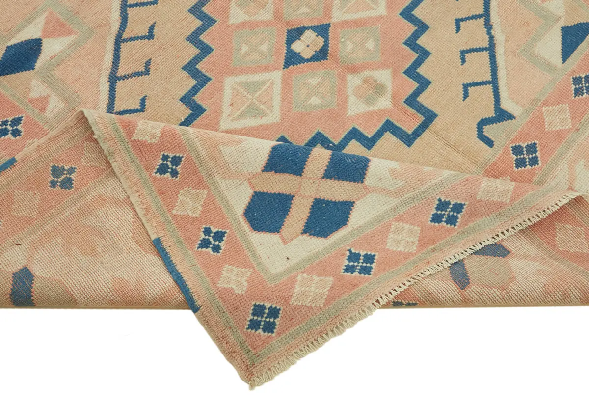 Anadolu Eskitme Bej Pamuk Üzerine Yün El Dokuma Halı-196x250 - Görsel 6