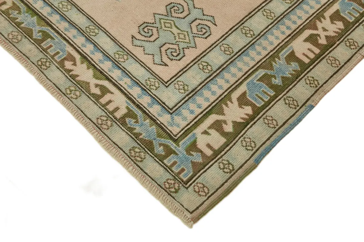 Anadolu Eskitme Bej Pamuk Üzerine Yün El Dokuma Halı-176x258 - Görsel 4