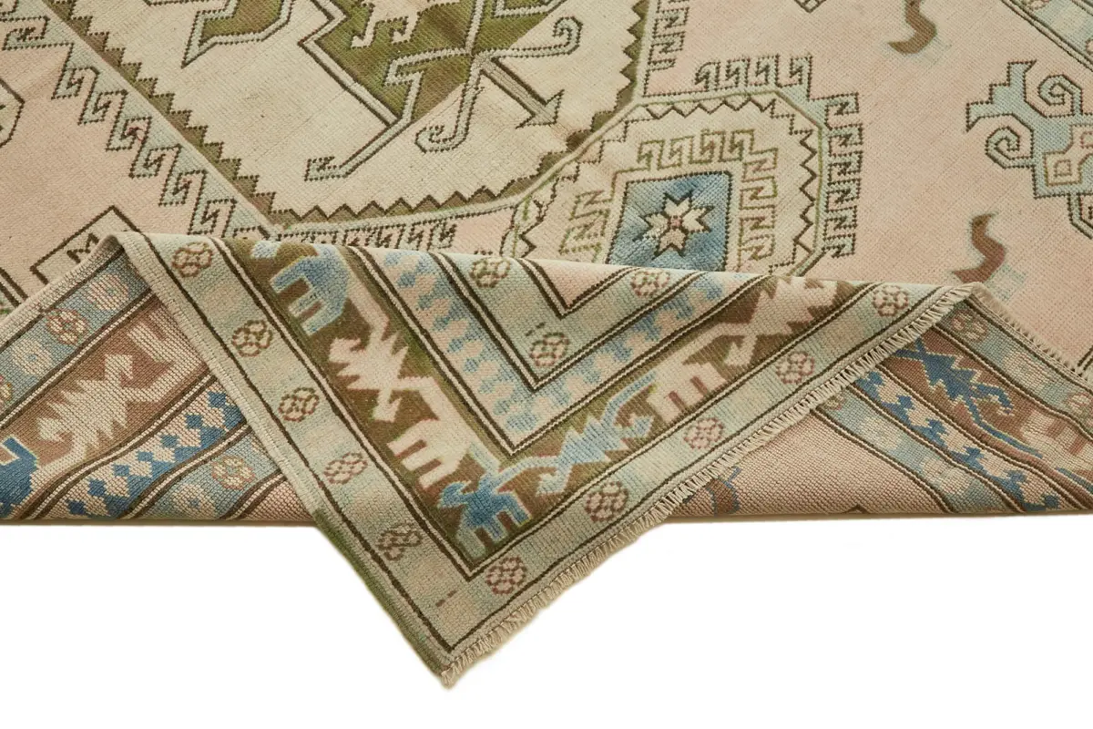 Anadolu Eskitme Bej Pamuk Üzerine Yün El Dokuma Halı-176x258 - Görsel 6