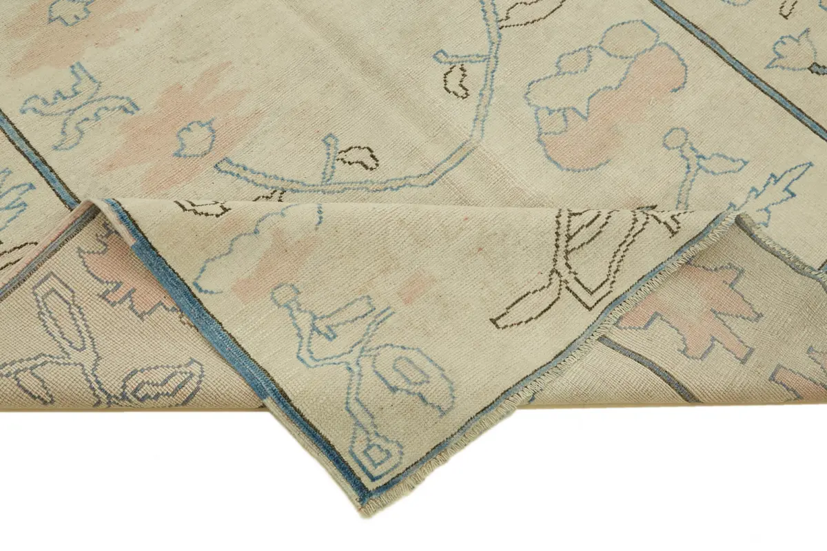 Anadolu Eskitme Bej Pamuk Üzerine Yün El Dokuma Halı-169x231 - Görsel 6