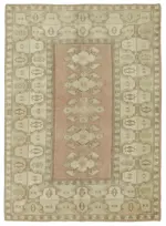 Anadolu Eskitme Bej Pamuk Üzerine Yün El Dokuma Halı-200x278