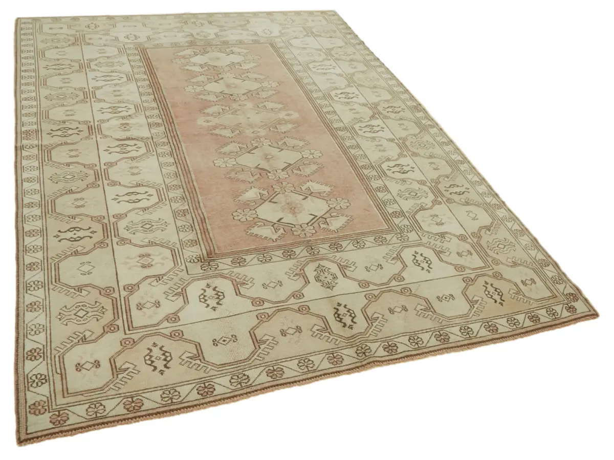 Anadolu Eskitme Bej Pamuk Üzerine Yün El Dokuma Halı-200x278 - Görsel 2