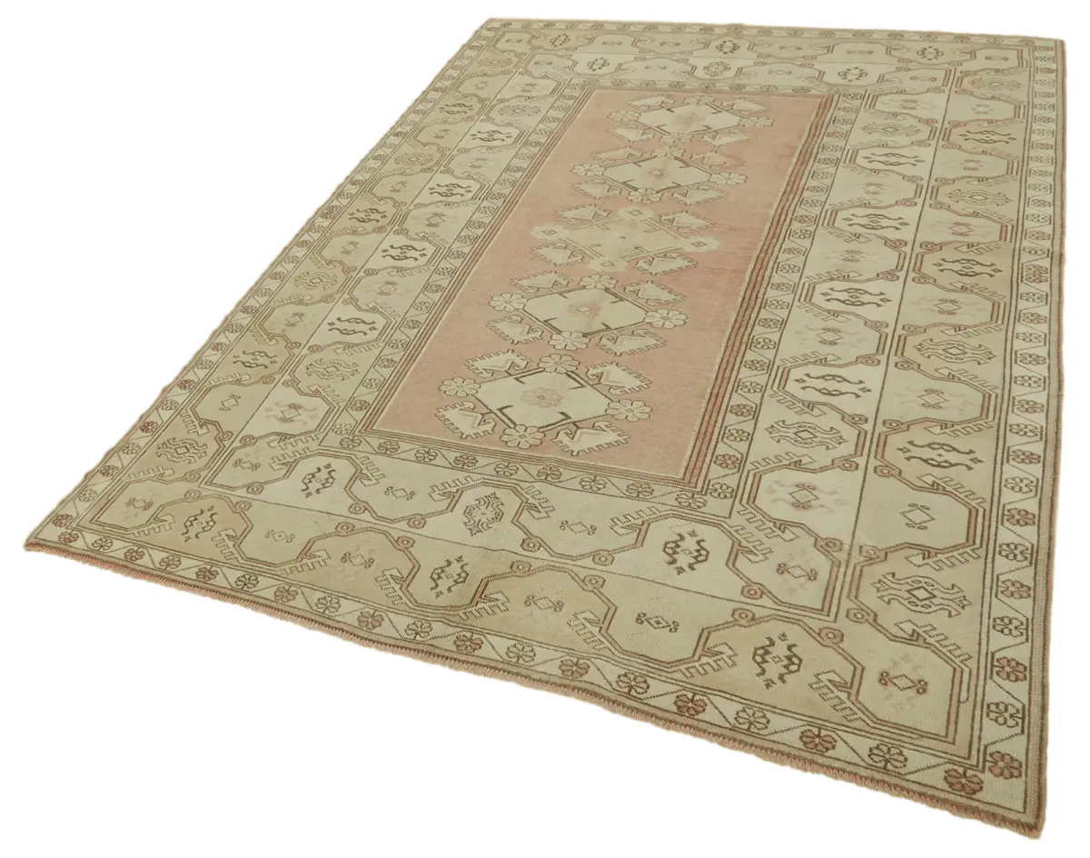 Anadolu Eskitme Bej Pamuk Üzerine Yün El Dokuma Halı-200x278 - Görsel 3