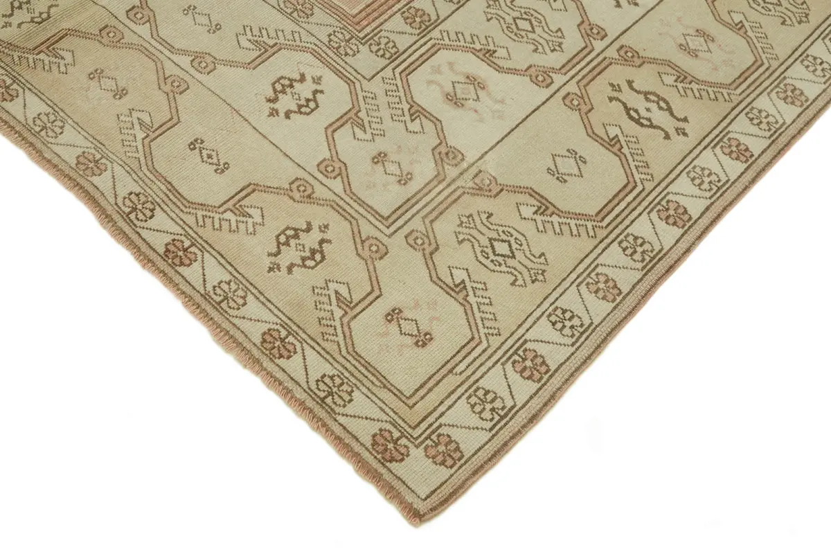 Anadolu Eskitme Bej Pamuk Üzerine Yün El Dokuma Halı-200x278 - Görsel 4