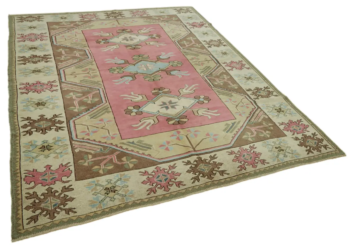 Anadolu Eskitme Bej Pamuk Üzerine Yün El Dokuma Halı-215x280 - Görsel 2