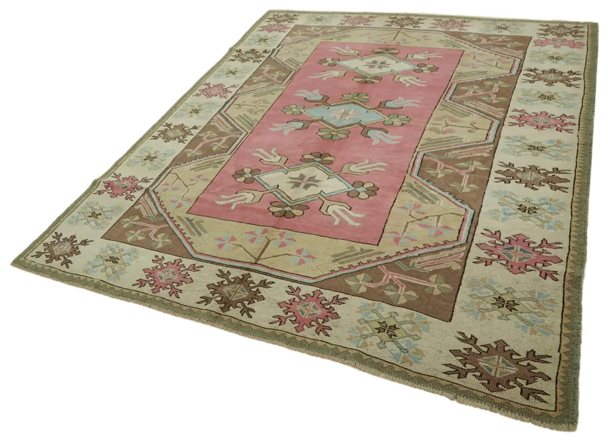 Anadolu Eskitme Bej Pamuk Üzerine Yün El Dokuma Halı-215x280 - Görsel 3